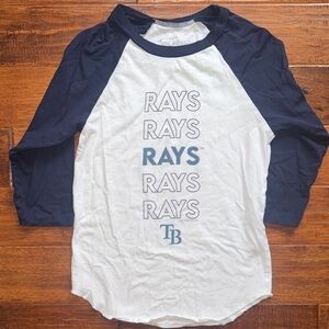 Tiny Turnip MLB Tampa Bay Rays Baseball Kids Raglan 3/4 Shirt, size 6-8 small